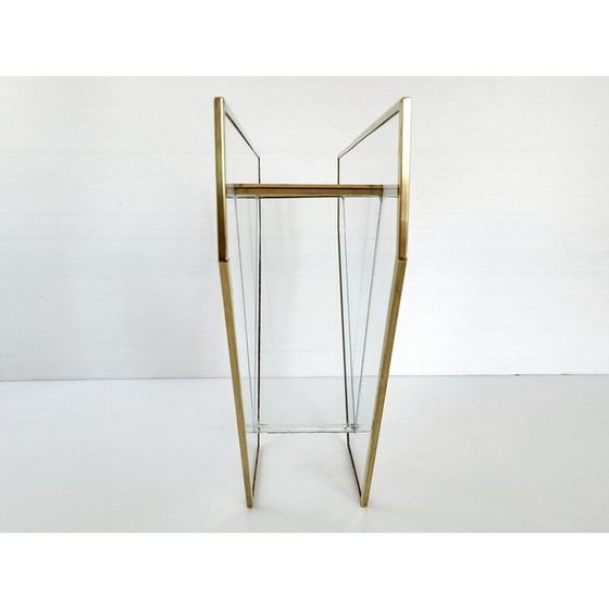 Image 1 of Vintage glass and brass vase, 1980