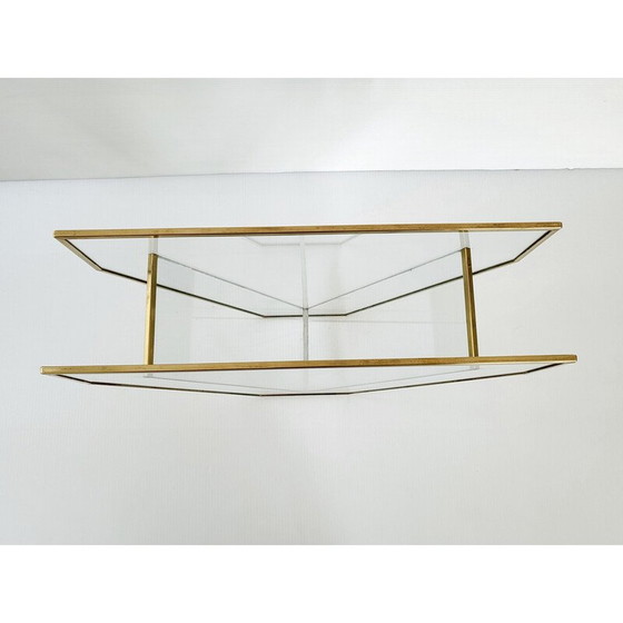 Image 1 of Vintage glass and brass vase, 1980