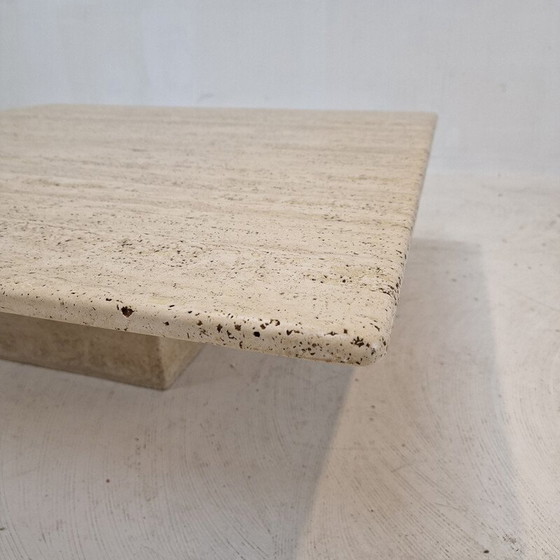 Image 1 of Vintage square travertine coffee table, Italy 1980