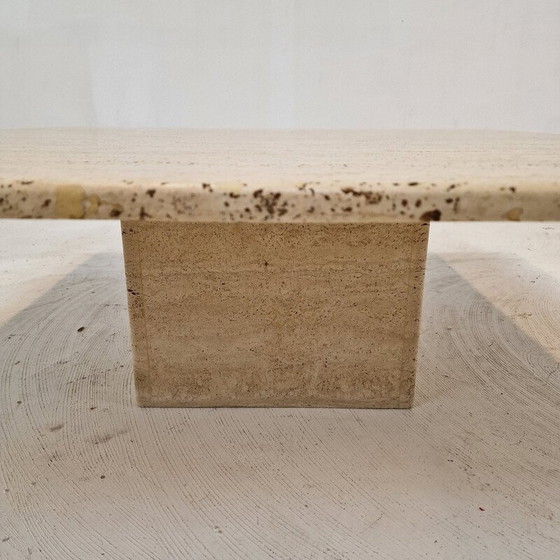 Image 1 of Vintage square travertine coffee table, Italy 1980