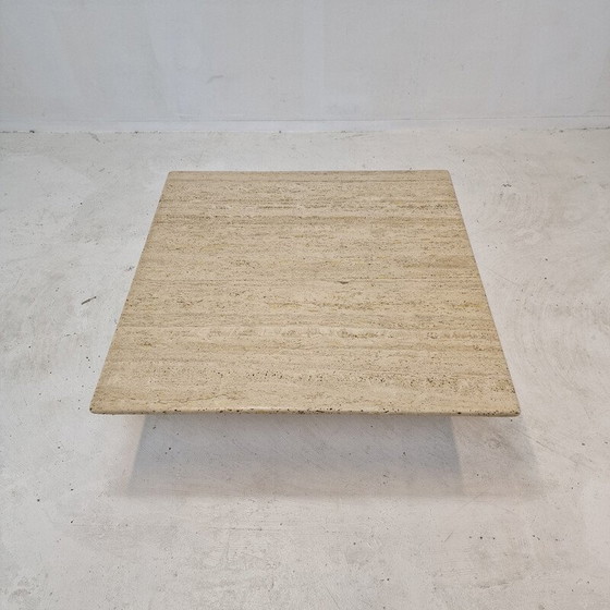Image 1 of Vintage square travertine coffee table, Italy 1980