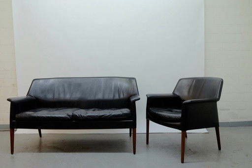 Ejnar Larsen & Aksel Bender Mid-Century Sofa + Armchair