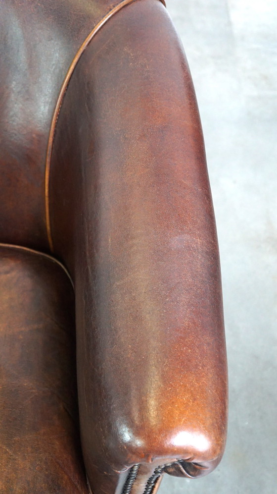 Image 1 of 2 x sheep leather club chair with patina