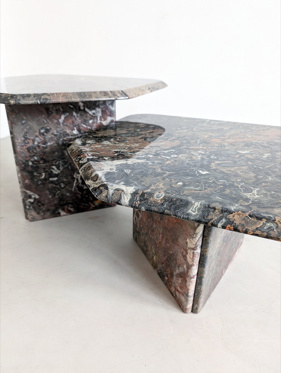 Image 1 of 2x Italian Marble Nesting Tables 1970'S