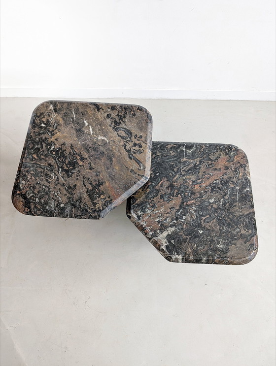 Image 1 of 2x Italian Marble Nesting Tables 1970'S