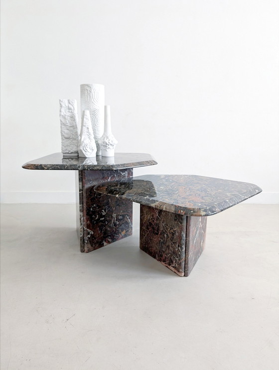 Image 1 of 2x Italian Marble Nesting Tables 1970'S