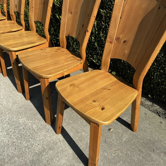 Image 1 of 6 Pine Wood Chairs