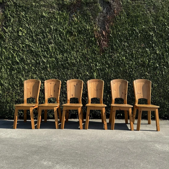 Image 1 of 6 Pine Wood Chairs