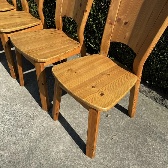 Image 1 of 6 Pine Wood Chairs