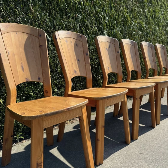 Image 1 of 6 Pine Wood Chairs