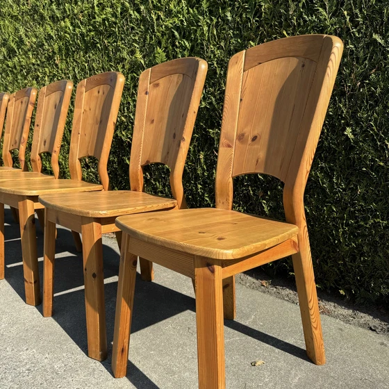 Image 1 of 6 Pine Wood Chairs