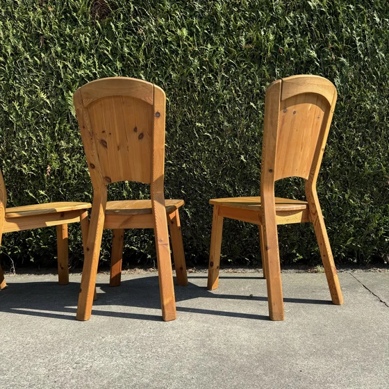 Image 1 of 6 Pine Wood Chairs