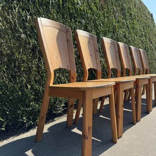 6 Pine Wood Chairs