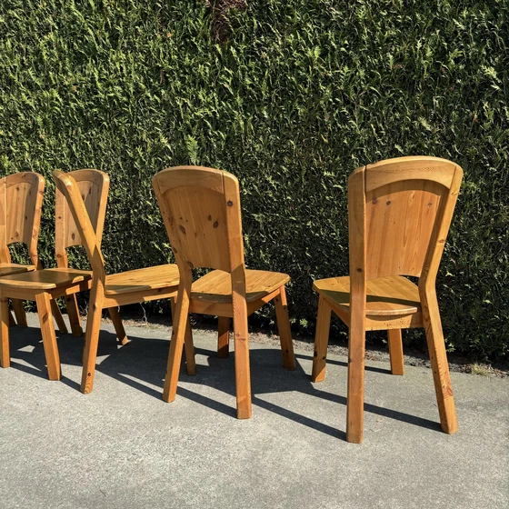 Image 1 of 6 Pine Wood Chairs