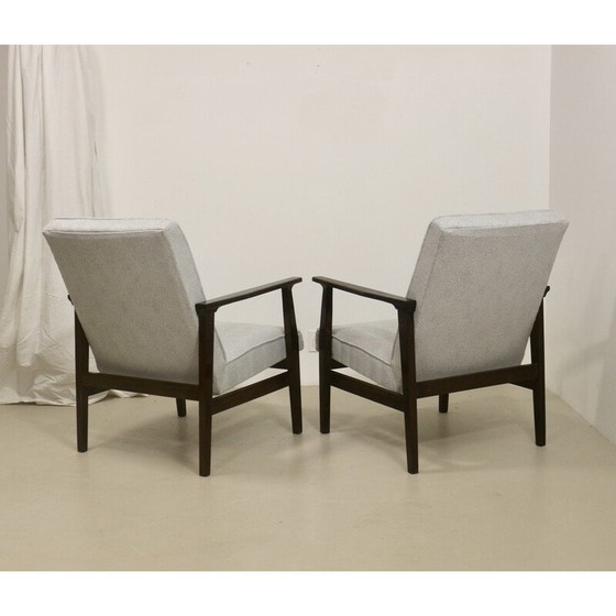 Image 1 of Pair of vintage model 300-190 armchairs in pearl gray mottled fabric by Henryk, Poland 1970
