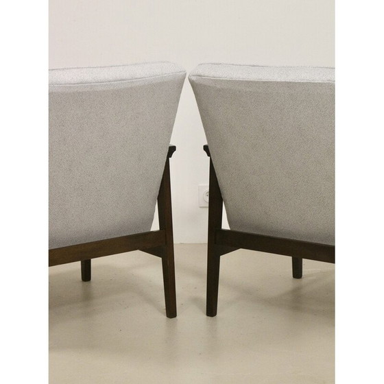 Image 1 of Pair of vintage model 300-190 armchairs in pearl gray mottled fabric by Henryk, Poland 1970