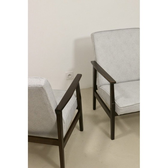 Image 1 of Pair of vintage model 300-190 armchairs in pearl gray mottled fabric by Henryk, Poland 1970