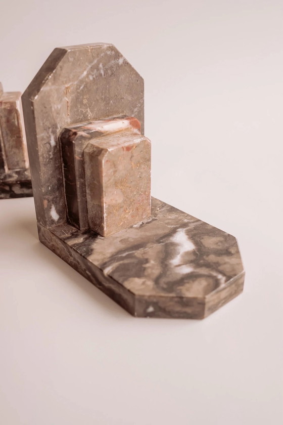 Image 1 of 2x Marble Art Deco bookends.