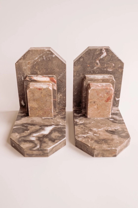 Image 1 of 2x Marble Art Deco bookends.