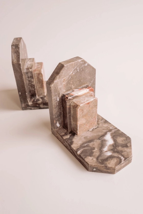 Image 1 of 2x Marble Art Deco bookends.