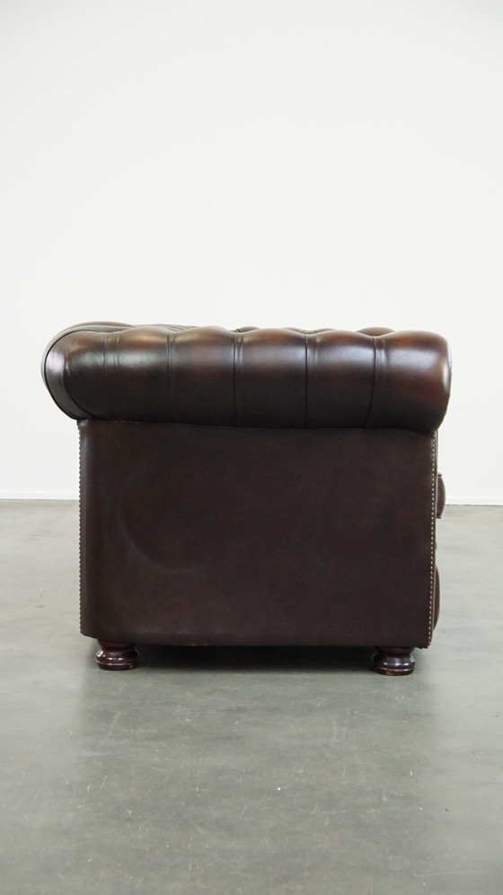 Image 1 of Dark Brown Cowhide Leather 2.5 Seater Chesterfield Sofa