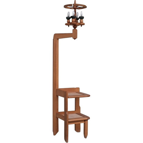 Image 1 of Vintage oak floor lamp by Guillerme and Chambron, France 1960