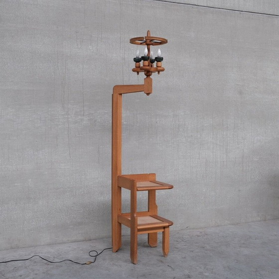Image 1 of Vintage oak floor lamp by Guillerme and Chambron, France 1960