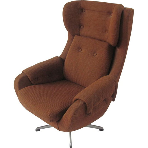 Vintage swivel wing armchair by UP Závody Rousínov, Czechoslovakia 1970s