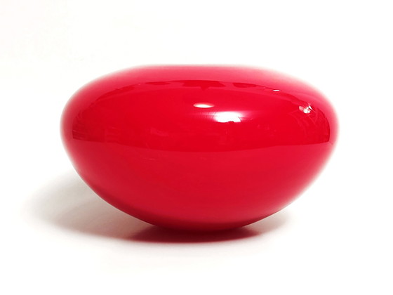 Image 1 of Vase Glass Spherical Shape Cherry Red