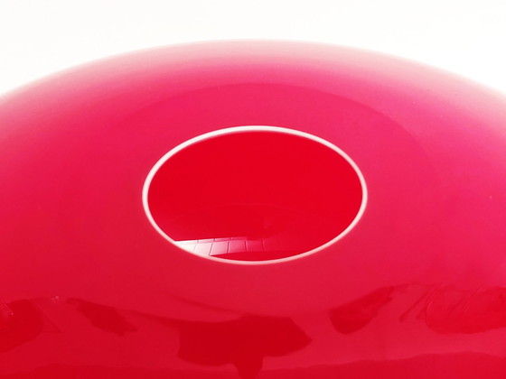 Image 1 of Vase Glass Spherical Shape Cherry Red