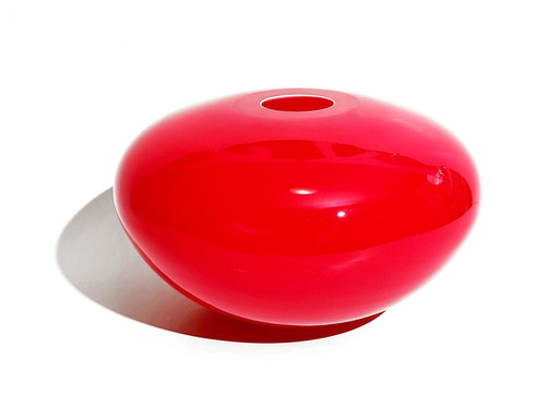 Vase Glass Spherical Shape Cherry Red