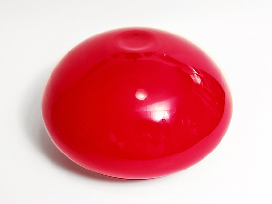 Image 1 of Vase Glass Spherical Shape Cherry Red