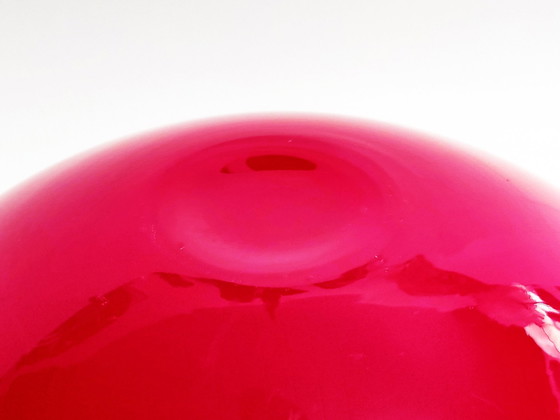 Image 1 of Vase Glass Spherical Shape Cherry Red