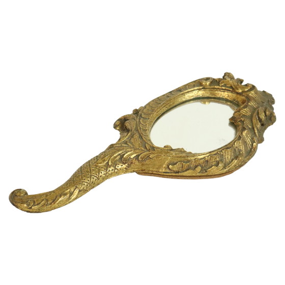 Image 1 of Miroir à main doré de style baroque