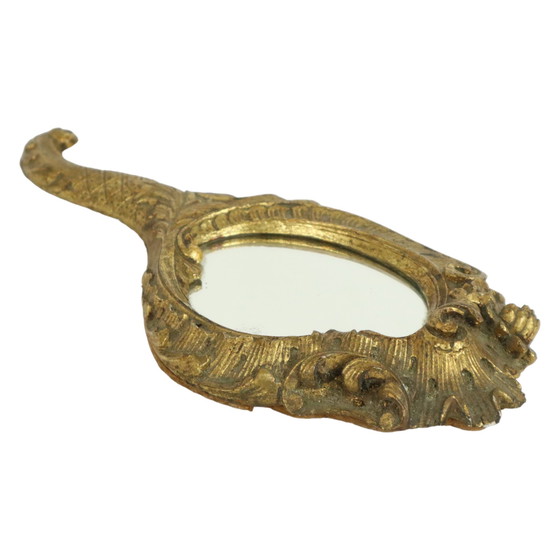 Image 1 of Miroir à main doré de style baroque