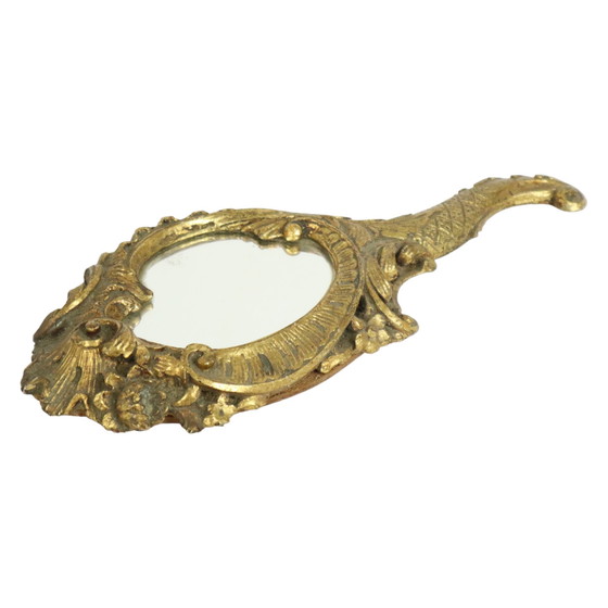 Image 1 of Miroir à main doré de style baroque