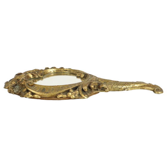 Image 1 of Gold Hand Mirror Baroque Style