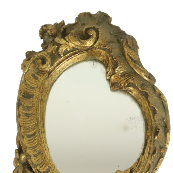 Image 1 of Gold Hand Mirror Baroque Style