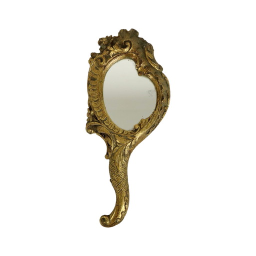 Miroir à main doré de style baroque