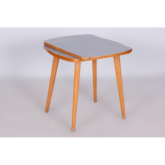 Image 1 of Mid century coffee table in beechwood and Umakart, Czechia 1950s