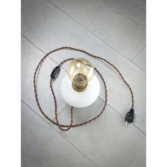 Image 1 of Mid-century Italian brass and opaline table lamp
