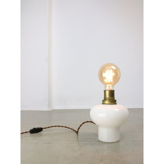 Image 1 of Mid-century Italian brass and opaline table lamp