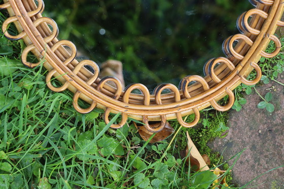 Image 1 of Vintage Rattan Mirror By Franco Albini, Italy, 1960S