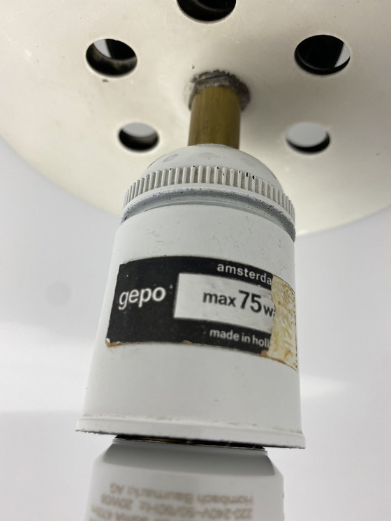 Image 1 of Vintage white plexiglass/acrylic pendant lamp by Gepo Amsterdam Xl 1975.