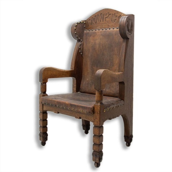 Image 1 of Mid-century late massive throne chair in historicist style