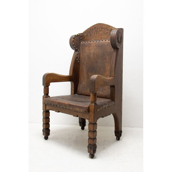 Image 1 of Mid-century late massive throne chair in historicist style
