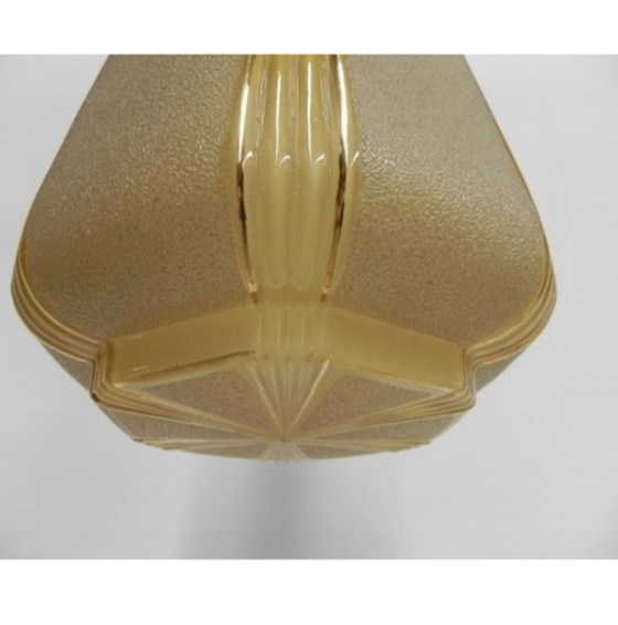 Image 1 of Art Deco hanging lamp on chain with beige glass shade