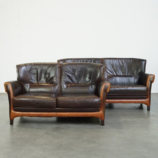 2 X Leather Art Nouveau Style Design Sofa From Mol And Geurts