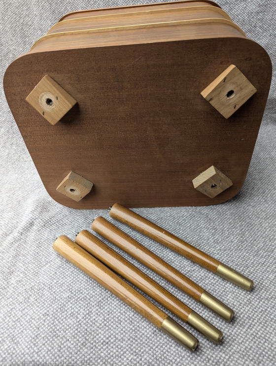 Image 1 of Sewing cabinet, Sewing basket, Teak Sewing Box In Legs, Sewing Stand, Danmark Mid - Century