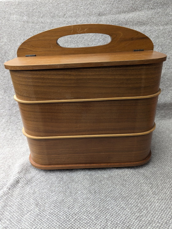 Image 1 of Sewing cabinet, Sewing basket, Teak Sewing Box In Legs, Sewing Stand, Danmark Mid - Century